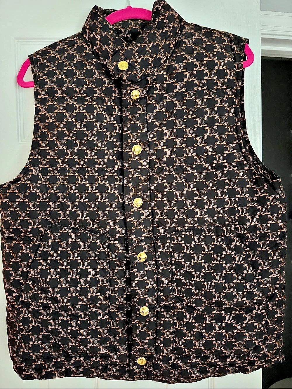 Triomphe Monogram Puffer Vest Black & Brown Size 38